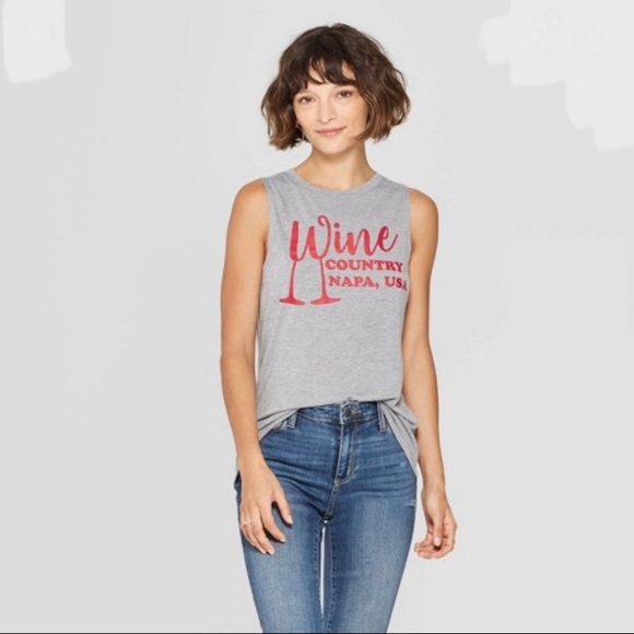 Modern Lux Tops - Modern Lux Wine Country Graphic Tank Top Sz M